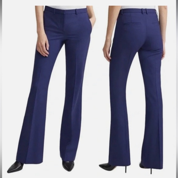 NWT Theory Demitria 4 Wool Flare Pants In Sea Blue Navy...